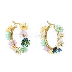 Pendientes de aro con forma de flor&nbsp;EJEW-JE07175-02