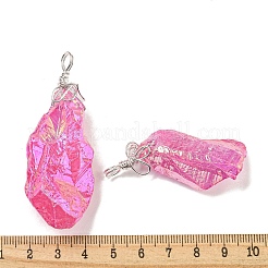 Gros pendentifs en cristal de quartz naturel brut brut galvanisé&nbsp;G-A229-02P-08