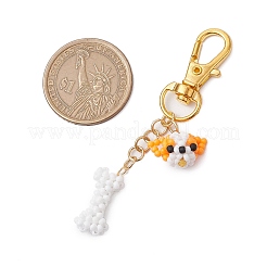 Decorazioni pendenti con perline di vetro a forma di cane e osso&nbsp;HJEW-MZ00148