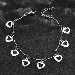 304 Edelstahl-Herz-Charm-Armbänder&nbsp;BJEW-R021-03P