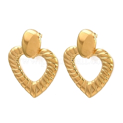 Boucles d'oreilles à tige en forme de cœur creux en acier inoxydable 304&nbsp;EJEW-I320-19G