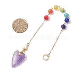 4 Stück natürliche Obsidian & Amethyst & Rosenquarz & Quarzkristall-Herz-Radiästhesie-Pendel&nbsp;PALLOY-JF04566