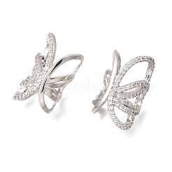 Orecchini a farfalla in ottone micro pavé con zirconi cubici trasparenti&nbsp;EJEW-P322-16P