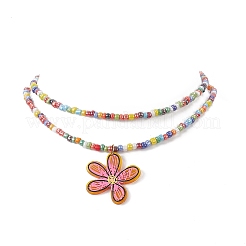 Transparente Halsketten mit Blumenanhänger aus bedrucktem Acryl&nbsp;NJEW-JN04152