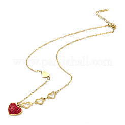 Halskette mit Ionenplattierung (IP) und Herzanhänger aus Strass&nbsp;NJEW-M199-03G