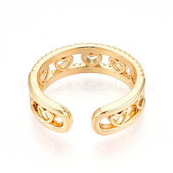 Bagues de manchette en laiton avec micro pavé de zircone cubique transparente pour femmes&nbsp;KK-T074-03G