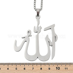 Collane con catena a maglie quadrate con ciondolo arabo in acciaio inossidabile 201 per donne e uomini&nbsp;NJEW-R013-07P