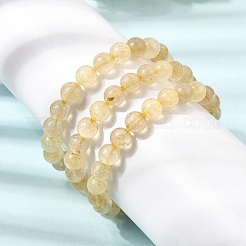 Pulseras elásticas redondas de cuarzo rutilado dorado natural (teñido y calentado) para mujer.&nbsp;GG-CBA3F02-05