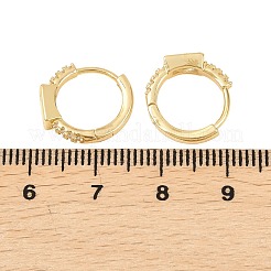 Orecchini a cerchio in ottone rettangolare con micro pavé di zirconi cubici trasparenti&nbsp;EJEW-D348-05G