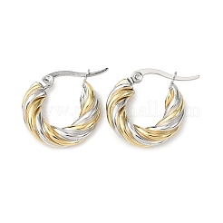 Orecchini a cerchio bicolore in acciaio inossidabile 304&nbsp;EJEW-B150-01A