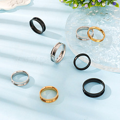 12 Stück 6 Größen 201 Edelstahl geriffelte Fingerringfassungen&nbsp;RJEW-TA0001-05P