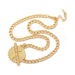 Collane a catena intrecciata con ciondolo rotondo piatto in strass di cristallo in acciaio inossidabile 304 per donna&nbsp;STAS-Z117-11G