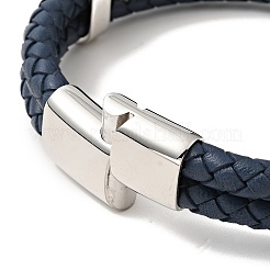 Geflochtenes Lederarmband mit Doppelschlaufen und Magnetverschluss aus Edelstahl 304 für Männer und Frauen&nbsp;BJEW-C021-16-P