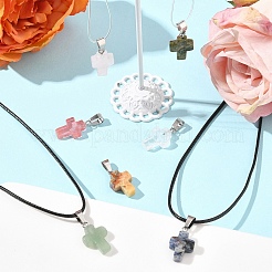 DIY-Sets zum Herstellen von Kreuzanhängern aus natürlichen und synthetischen Edelsteinen und gewachsten Kordelanhängern für Halsketten&nbsp;DIY-FS0008-46
