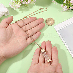 1 colgante de urna conmemorativa rectangular de vidrio con forma de reloj de arena para cenizas de mascotas.&nbsp;NJEW-CA0001-27RG