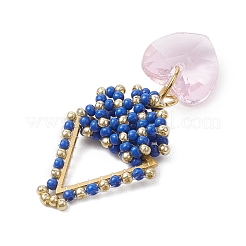 Breloques en forme de triangle et de cœur en perles&nbsp;PALLOY-MZ00437-02