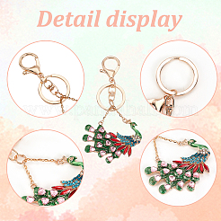 2 porte-clés en alliage de strass de style paon en émail de 2 couleurs&nbsp;KEYC-OC0001-37