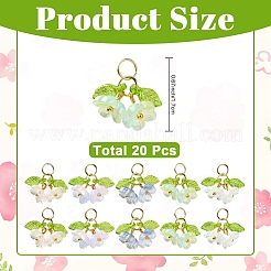 20 pz 5 colori pendenti in vetro e acrilico&nbsp;PALLOY-YW00224