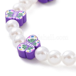 Adorable collier de perles en argile polymère et perles en plastique abs et bracelet extensible&nbsp;SJEW-JS01267