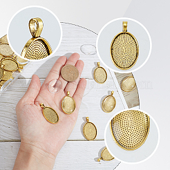 30 Stück ovale Cabochon-Fassungen für Anhänger aus Legierung&nbsp;DIY-SP0006-91