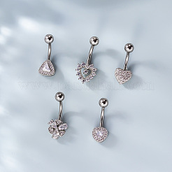 Bauchnabelpiercings aus chirurgischem Edelstahl 316L mit klaren Zirkonia&nbsp;WG7644D-07