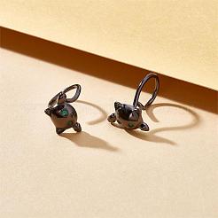 925 simpatico gatto orecchini in argento sterling orecchini a cerchio mezzo huggie orecchini a bottone in zircone bel regalo di gioielli per le orecchie degli animali per le donne&nbsp;JE1069B