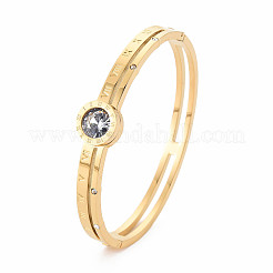 Flacher runder Armreif aus Kristall-Strass mit römischen Ziffern&nbsp;BJEW-N017-007LG