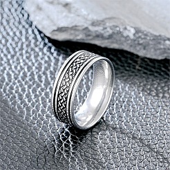 Anillos de dedo con patrón de escamas de acero inoxidable 201 para hombres&nbsp;FS-WGDD078-02