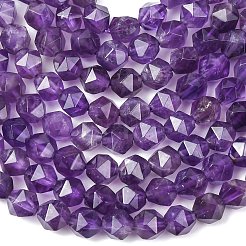 Facettierten natürlichen Amethyst Perlen Stränge&nbsp;G-K066-09-6mm