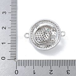 Placcatura in ottone con micro pavé di zirconi cubici trasparenti piatti e rotondi con ciondoli con connettore leopardo&nbsp;KK-A234-061P