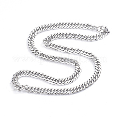 Anlaufgeschützte Herren-Halsketten aus kubanischem Gliederarmband aus 304er Edelstahl mit Diamantschliff&nbsp;X-NJEW-L173-002B-P