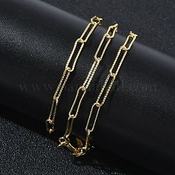 Colliers à chaîne trombone texturée en laiton de 2.7 mm pour femmes&nbsp;KK-CBA2293-19G