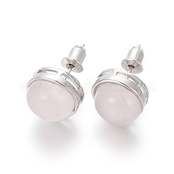 Natürlichen Rosenquarz Ohrstecker&nbsp;EJEW-F162-H08