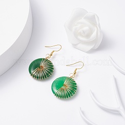 Donut natürliche malaysia Jade Creolen baumeln&nbsp;EJEW-JE04746