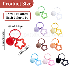 10 portachiavi a forma di stella in 10 colori con lega rotonda e villi&nbsp;KEYC-BBC0001-20B
