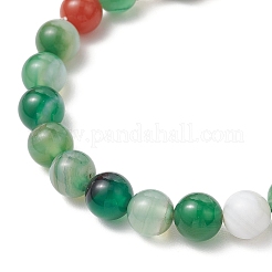 3 bracciale con perline rotonde in agata naturale striata&nbsp;BJEW-JB11924