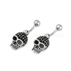 Bauchnabelpiercings aus chirurgischem Edelstahl 316 mit Totenkopf&nbsp;EJEW-G416-02AS