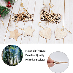 2 ensemble de 2 décorations de pendentifs en bois sur le thème de Noël&nbsp;HJEW-GF0001-39B