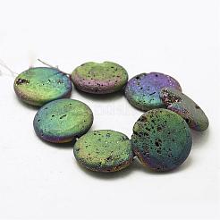 Fili di perline di cristallo geode druzy elettrolitico placcato&nbsp;G-N0251-30mm-06