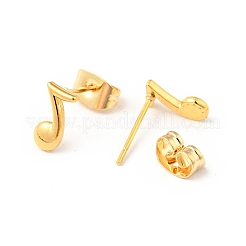 Orecchini a bottone con piccole note musicali in acciaio inossidabile 304 con perni in acciaio inossidabile 316 per donna&nbsp;EJEW-J043-20G
