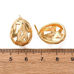 Orecchini ovali cavi in ottone&nbsp;EJEW-A143-03G
