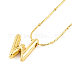 Collana con ciondolo in acciaio inossidabile 304 con lettera iniziale placcata ionica (ip)&nbsp;NJEW-R265-05G-W