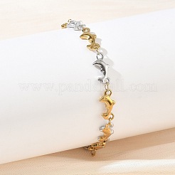 Bracciali da donna in acciaio inossidabile 304 con maglie a delfino&nbsp;BJEW-G790-02GP