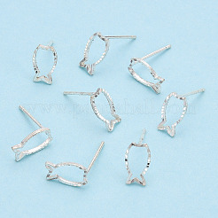 925 pendientes de plata de ley con forma de pez hueco.&nbsp;STER-T005-06