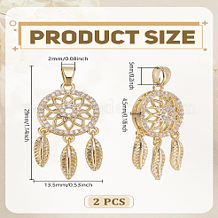 2pcs latón micro pavé colgantes de circonita cúbica&nbsp;ZIRC-LP0001-01