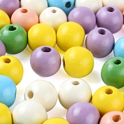 240pcs 6 Farben bemalte Naturholzperlen&nbsp;WOOD-LS0001-47