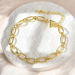 Messing-Armbänder mit ovalen Gliederketten für Frauen und Männer&nbsp;BJEW-K273-15G
