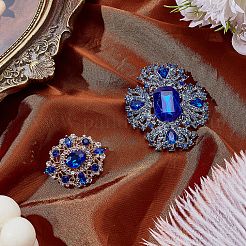 2 épingle à revers ovale et florale en alliage de strass&nbsp;JEWB-AR0001-22