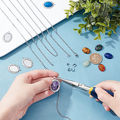 DIY-Set zur Herstellung einer ovalen Halskette mit natürlichem gemischtem Stein&nbsp;DIY-UN0003-11