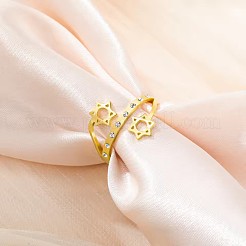 Anillos abiertos para brazalete de acero inoxidable 304 y rhinestone de cristal.&nbsp;WGEE38E-02